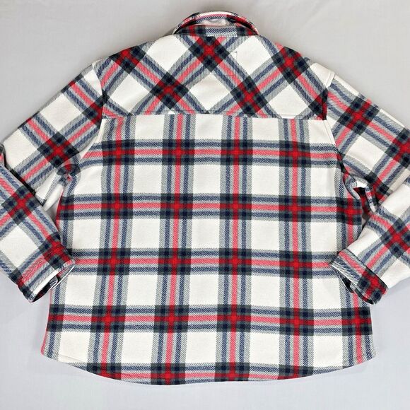 Sage Collective Plaid Shacket Womens XL White Red Blue Sherpa Lined Classic Gorp - Picture 6 of 16